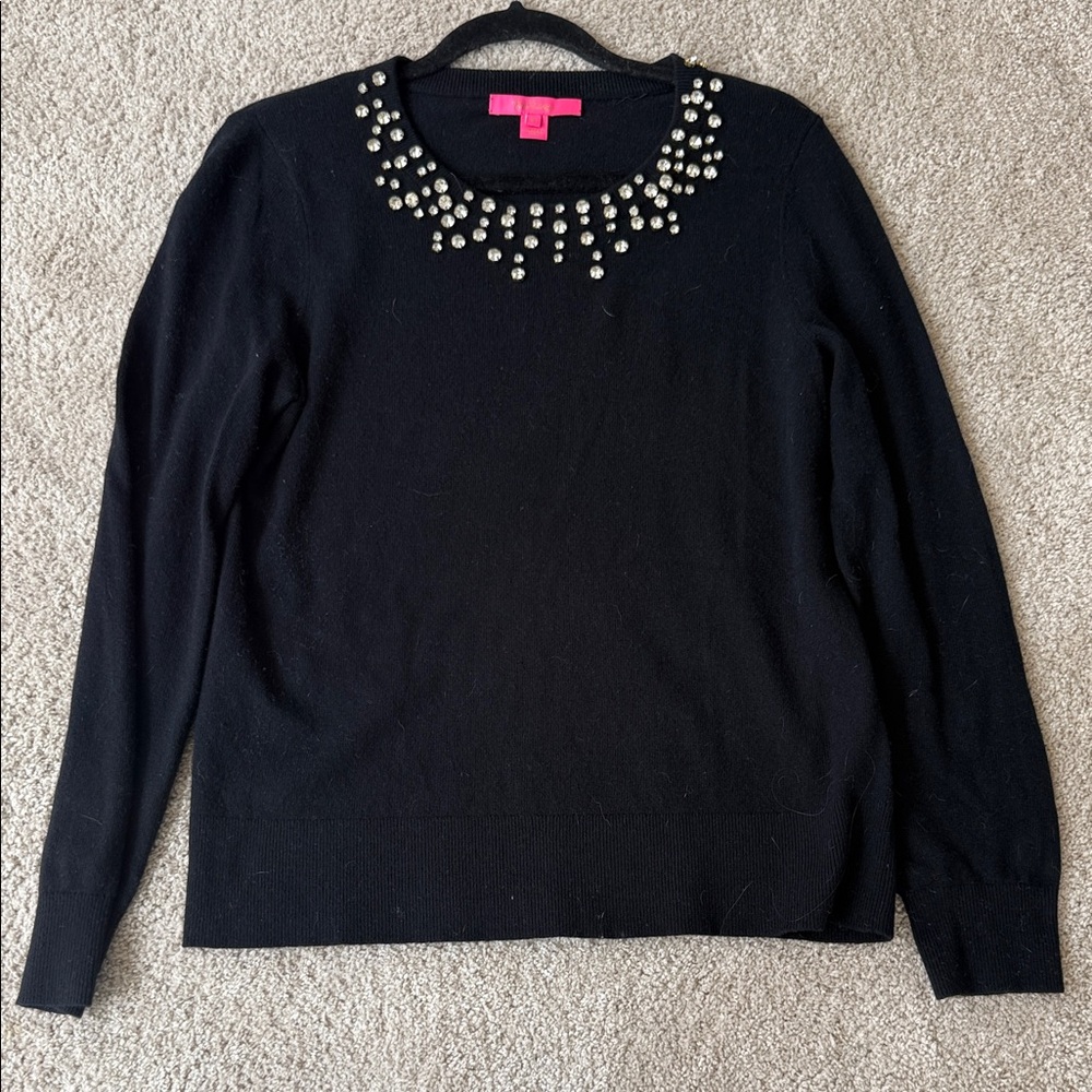 Lilly Pulitzer Odetta jeweled sweater in Onyx. Size M